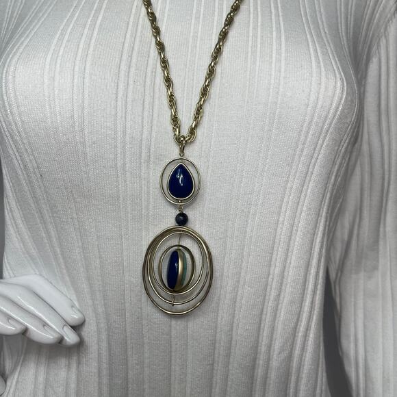 Chico's silver tone pendant necklace chunky chain link signed costume jewelry - Picture 1 of 14